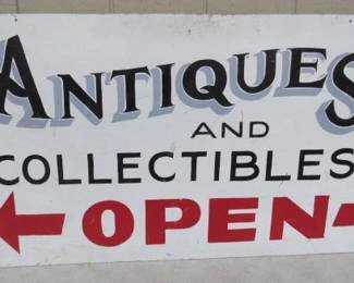 Antiques and Collectibles OPEN Wooden Painted Sign - 24" x 42"