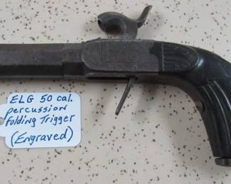 ELG .50 Caliber Percussion Boot Pistol w/Folding Trigger (Engraved)
