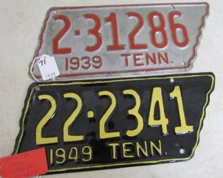 1939 & 1949 TN State Shape License Plates