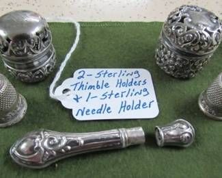 Sterling Thimble & Needle Holders 
