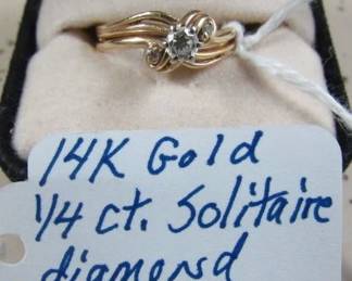 14K Solitaire Diamond Ring