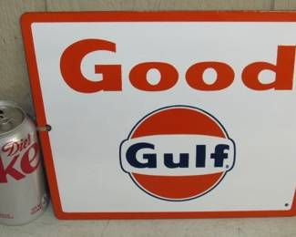 1960's Porcelain Good Gulf Pump Plate