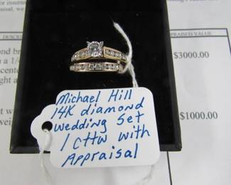 Michael Hill 14K Gold Diamond Wedding Set w/Appraisal 