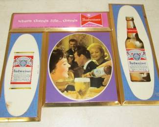 1961 Metal Budweiser Beer Sign - 13" x 17" 