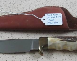 Custom Made Hunting Knife w/Stag Handle