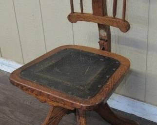 Unique Oak Industrial Swivel Chair