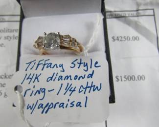 Tiffany Style 14K Diamond Ring