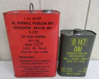 1950's - 1960's Full Cans of Military Aviation Oil 
