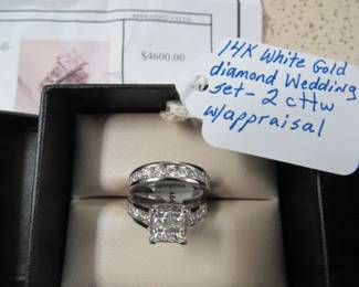 14K White Gold Diamond Wedding Set w/Appraisal