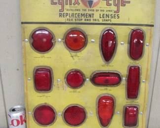 1948 Lynx Eye Replacement Glass Stop & Tail Light Lenses Store Display