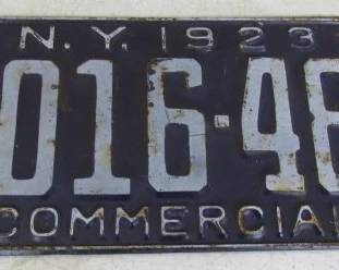 1923 New York Commercial License Plate