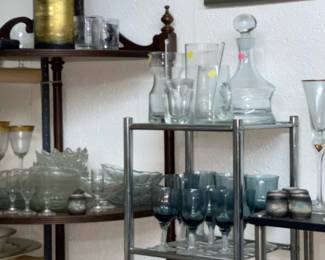 Assorted crystal stemware & decanters