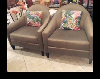 Pair of designer curved back vintage chairs
