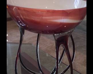 Hand Blown Art Glass Lg Bowl
