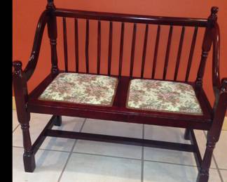 Fabulous wood bench w/ built in cushions (reduced to $75.)