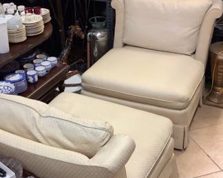 Pair designer slipper chairs