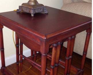 Unique 3 Table Set by Ethan Allen pull out side tables