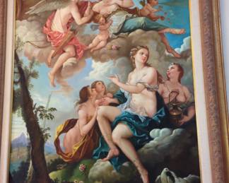 Gorgeous framed huge oil painting signed