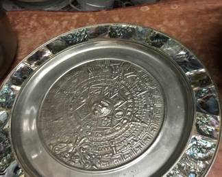Beautiful Vintage Plate Abalone Trim