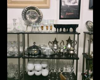 Assorted Plates,Stemware, & Silver items