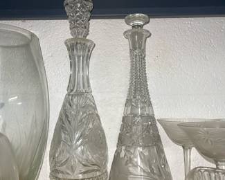 Vintage etched decanters