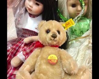 Steiff bear vintage + vintage dolls