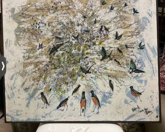 Original Signed Vintage Art by Robin A on silk
