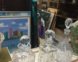 Gorgeous assortment of crystal decanters