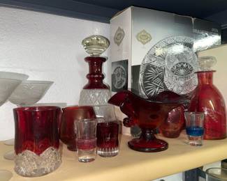 Cranberry & Ruby glass vintage assorted items