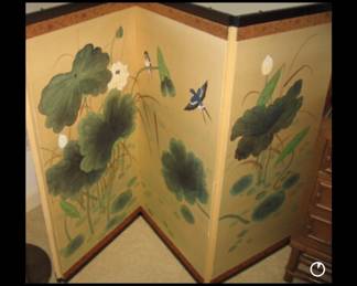 Hand painted Asian 4 panel wall art