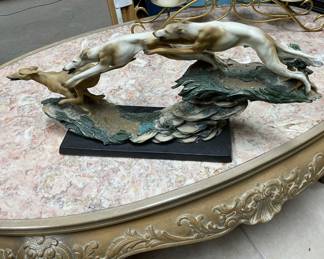 Oval carved vintage coffee table