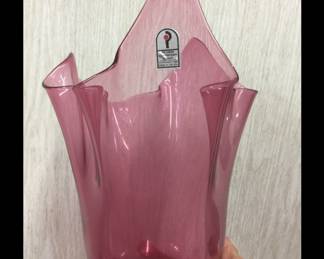 Pilgrim Cranberry Glass Vase
