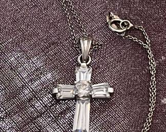Silver w/ cubic stones necklace