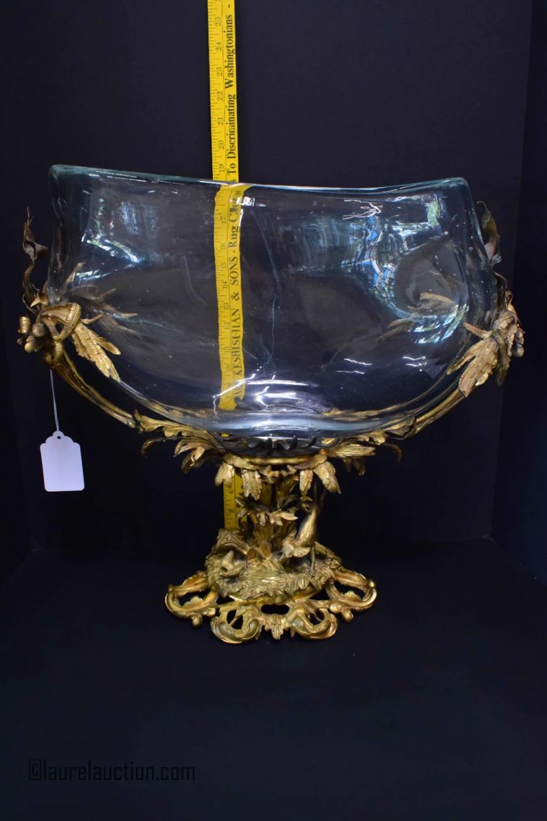 19th Century Bronze Center Bowl with Hunt Scene