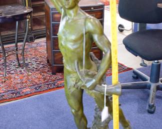 Large French Patinated Bronze Acteon Statue
Signed: Adrien Gaudez