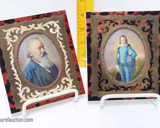 Selection of Victorian Artist Signed Miniature Portraits in Brass inlaid frames
