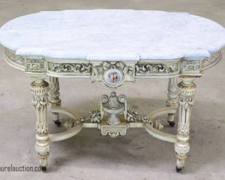 Louis XVI Marble Top Paint Decorated Center Table