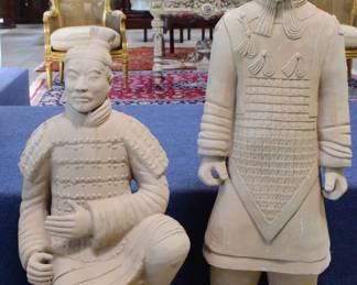Pair of Vintage Chinese Import Terracotta Statues