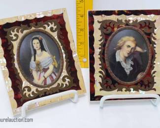 Selection of Victorian Artist Signed Miniature Portraits in Brass Inlaid Frames