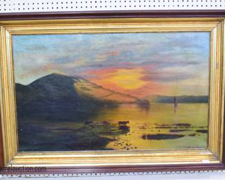 Oil on Canvas Landscape Lake Scene
Signed: Homer Martin