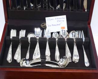 112 Pieces of "Old Maryland" S. Kirk Sterling Silver Flatware