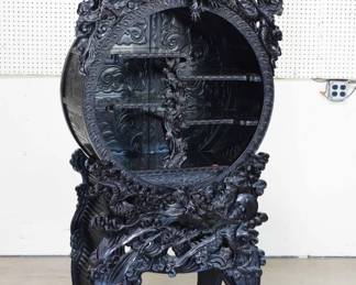 Carved and Ebonized Chinese Étagère in Dragon Motif 