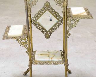 Antique Brass and Marble 4 Tier Stand
