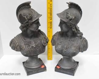 Pair of 19th C. Spelter Busts of Athena and Ares
Signed: Emile Guillemin 1841 - 1907