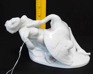 Art Deco Porcelain Statue, Leda with the Swan
By: Herend