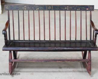 Early Painted Decorated and Stenciled Rocking Bench