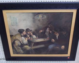 Oil on Canvas Western Bar Scene
Signed
