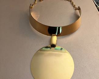 vintage gold tone disk choker