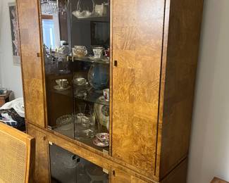 vintage Bernhardt display cabinet with smoky glass