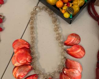 vintage shell and fruity necklaces